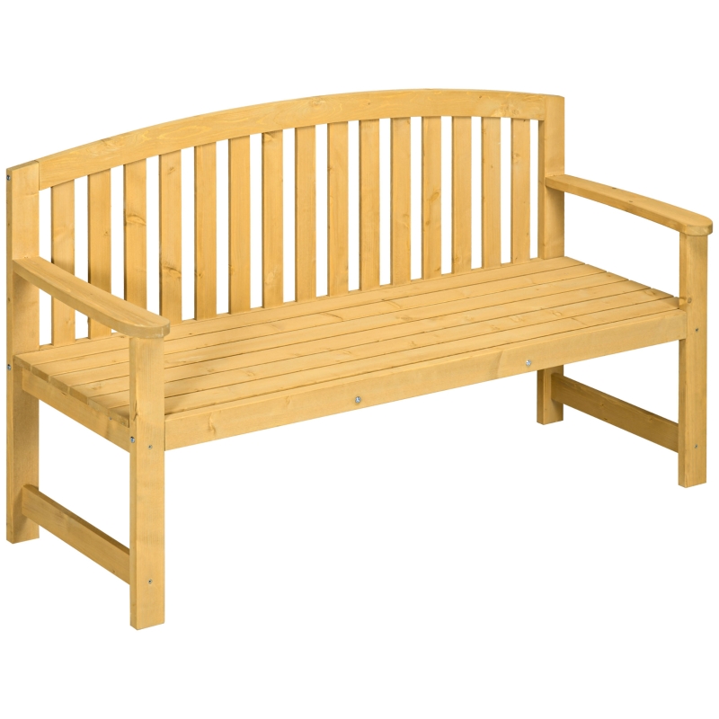 Elvmi Gartenbank 2-sitzer Mit Gebogener Rückenlehne Und Armlehnen, Lattenstruktur Aus Holz Orange 143 × 51 × 85 Cm