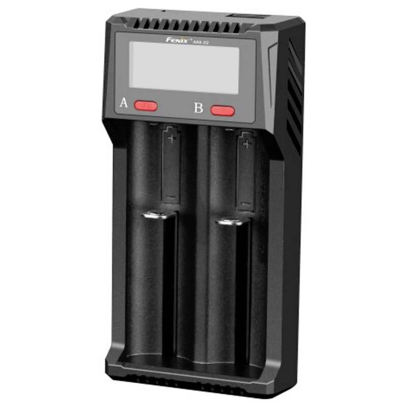 [neuwertig] B-ware Fenix Are-d2 Ladegerät Akkulader Liion Nimh 16340 Usb Ladefunktion Powerbank Lcd