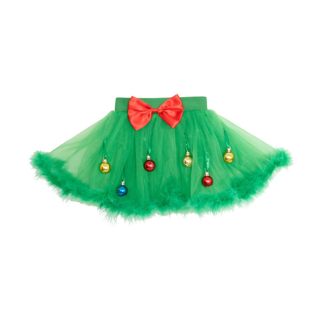 Grün-roter Weihnachtsrock Für Kinder - Grün