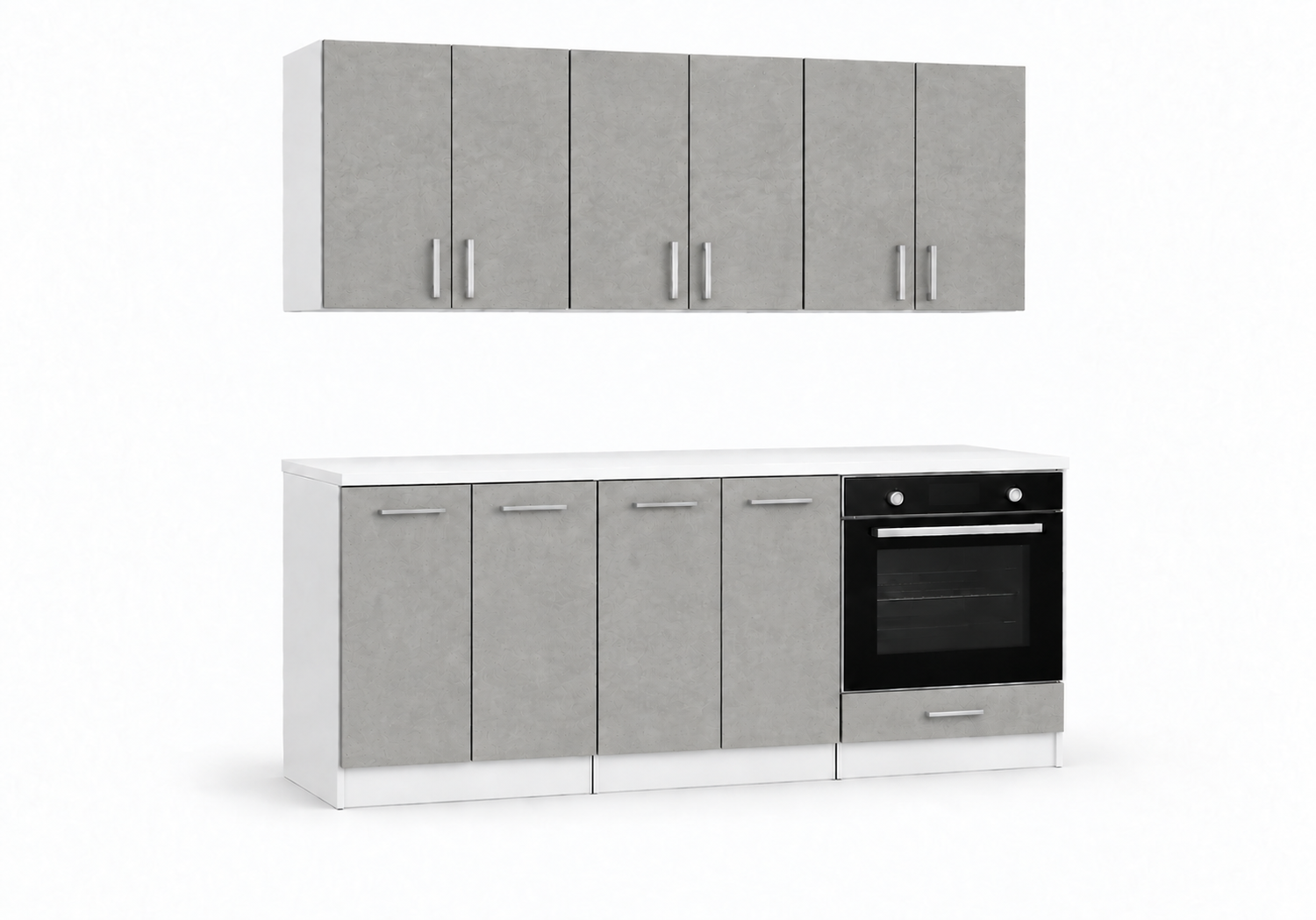 Roe Furniture Zestaw Kuchenny 180 Cm - Beton - Z Białym Blatem
