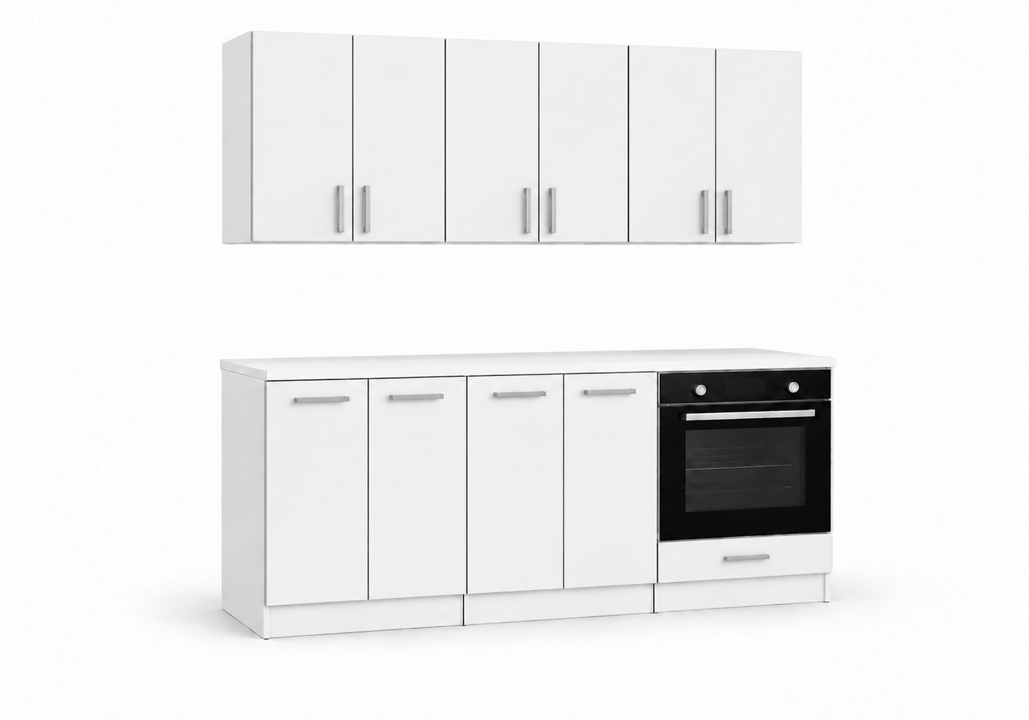 Roe Furniture Zestaw Kuchenny 180 Cm - Biały Mat - Z Białym Blatem