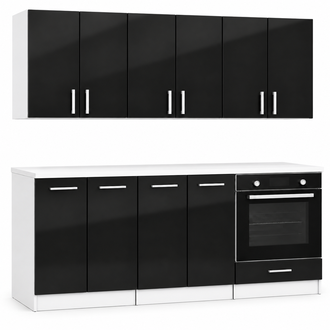 Roe Furniture Zestaw Kuchenny 180 Cm - Czarny Połysk
