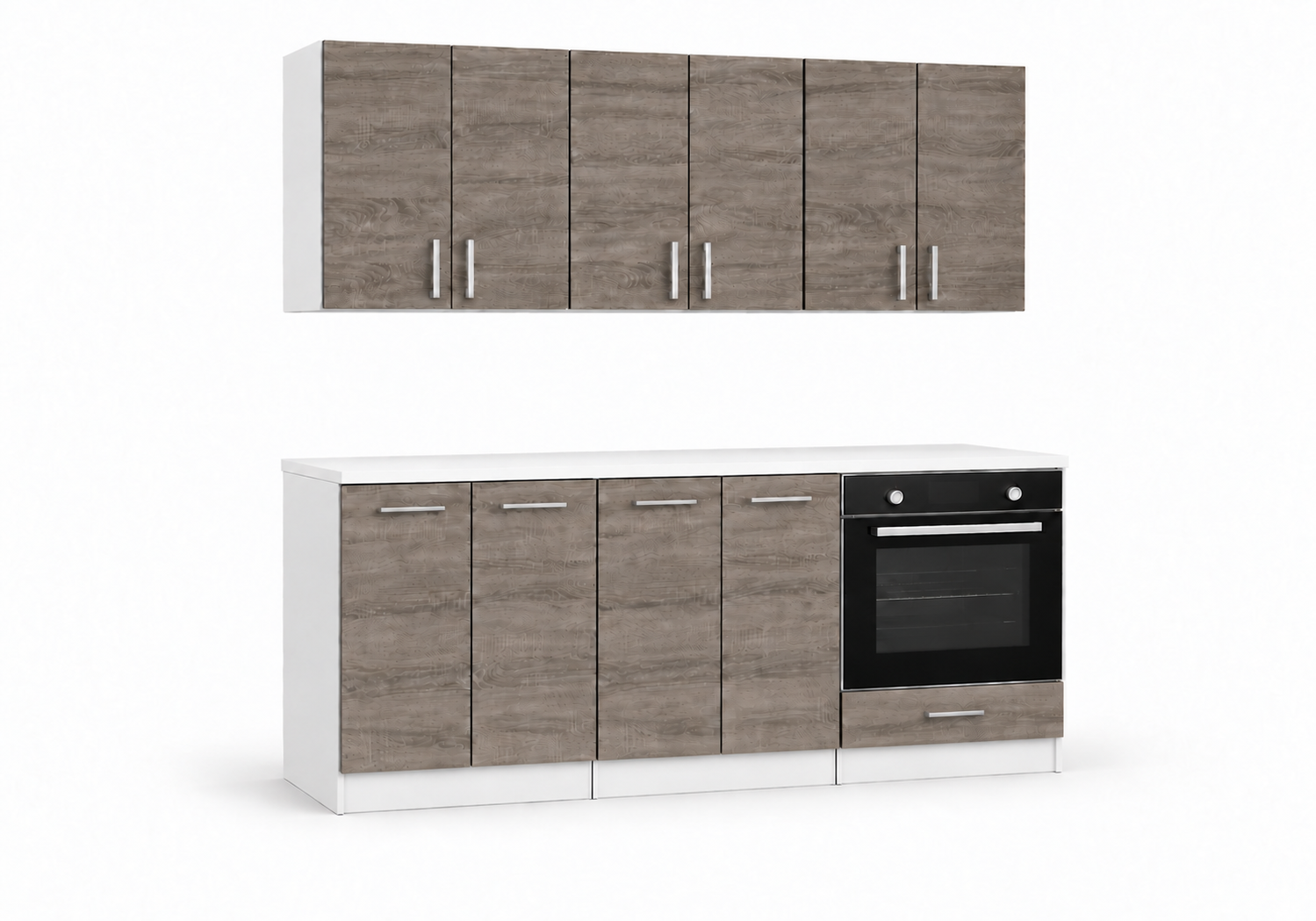 Roe Furniture Zestaw Kuchenny 180 Cm - Sonoma Ciemna - Z Białym Blatem