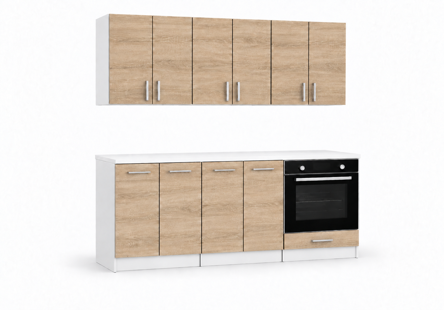 Roe Furniture Zestaw Kuchenny 180 Cm - Sonoma Jasna - Z Białym Blatem