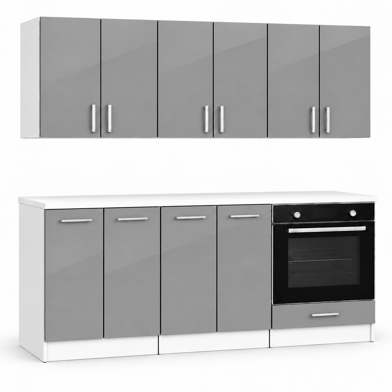 Roe Furniture Zestaw Kuchenny 180 Cm - Szary Połysk