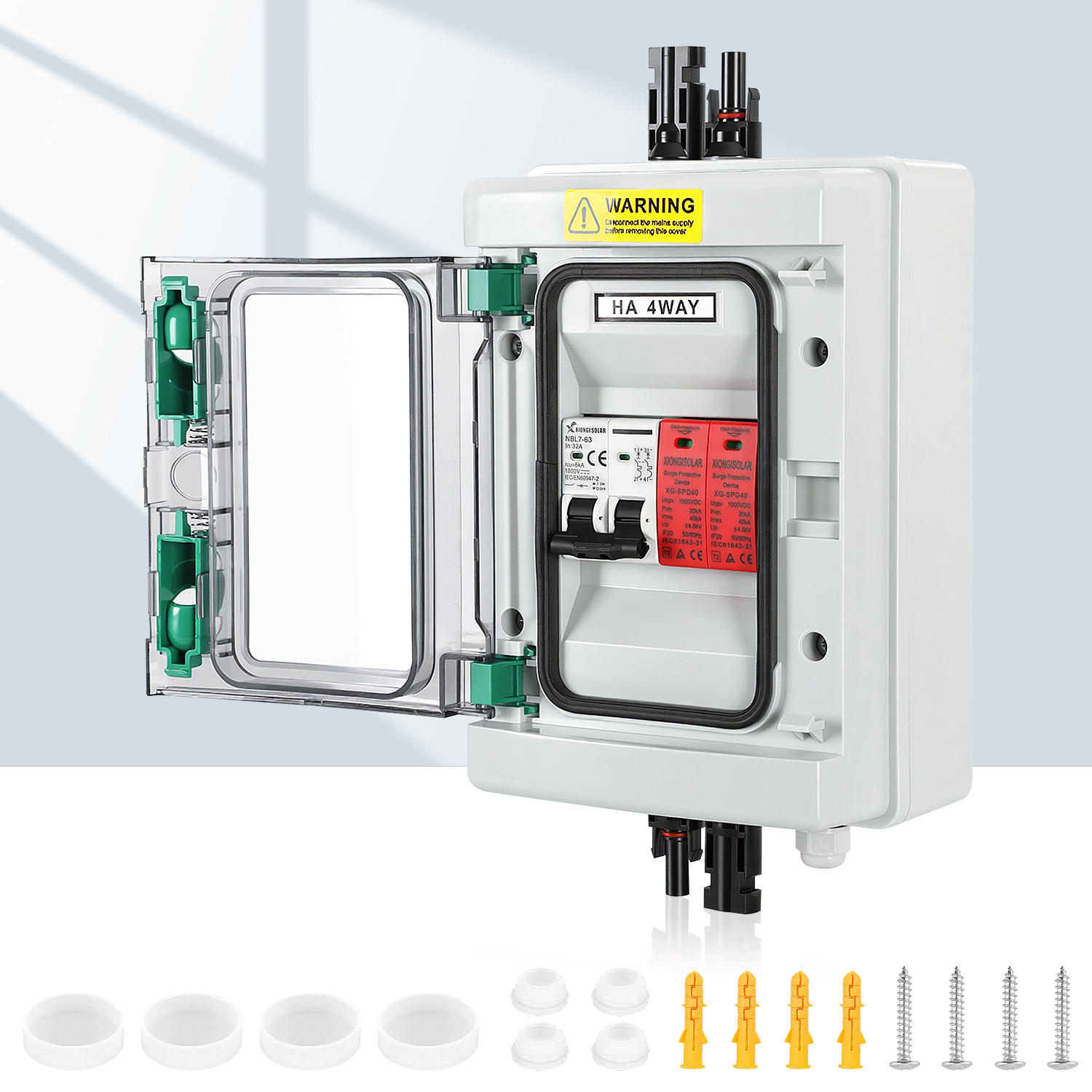 Tolletour Solar Anschlusskasten 1-string Dc 1000v 32a Überspannungsschutz Pv T2 Photovoltaik Ip65 Generatoranschlusskasten 4-module Mit Solarstecker Pv-anlage
