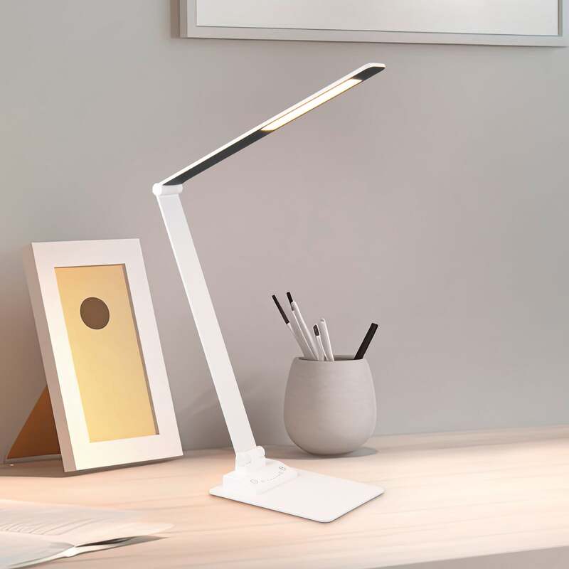 [neuwertig] B-ware Led-tischleuchte Travis Weiß Dimmbar Touch Usb Cct 650lm Trio Lighting