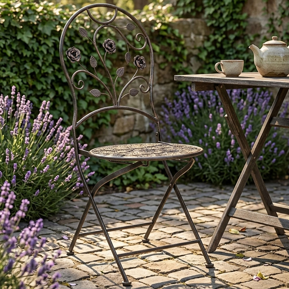 Gartenstuhl Bronze Stahl Unifarben Lackiert Zusammenklappbar Terrassenstuhl H 94 Cm