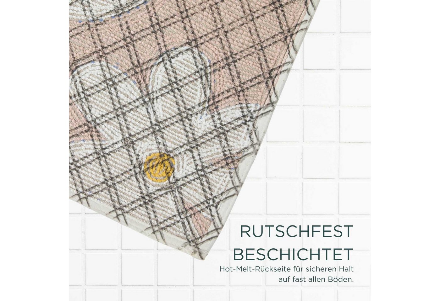 Homescapes Badematte Blumen 50x80 Cm – Badteppich Rosa, 100 % Baumwolle