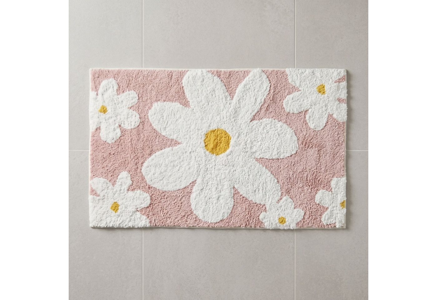 Homescapes Badematte Blumen 50x80 Cm – Badteppich Rosa, 100 % Baumwolle Bild 3