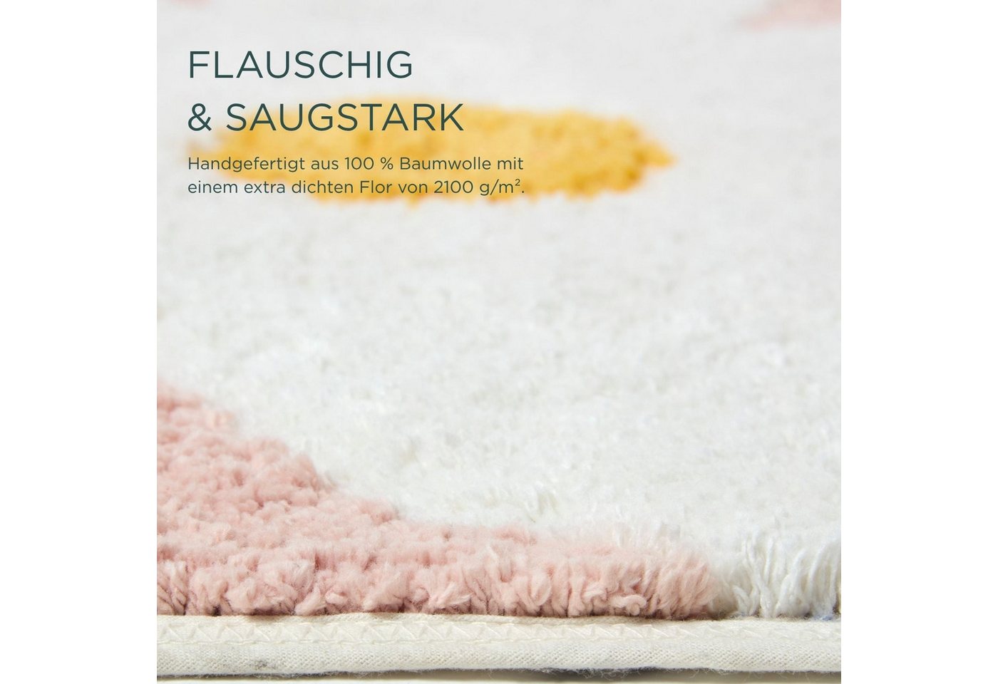 Homescapes Badematte Blumen 50x80 Cm – Badteppich Rosa, 100 % Baumwolle Bild 4
