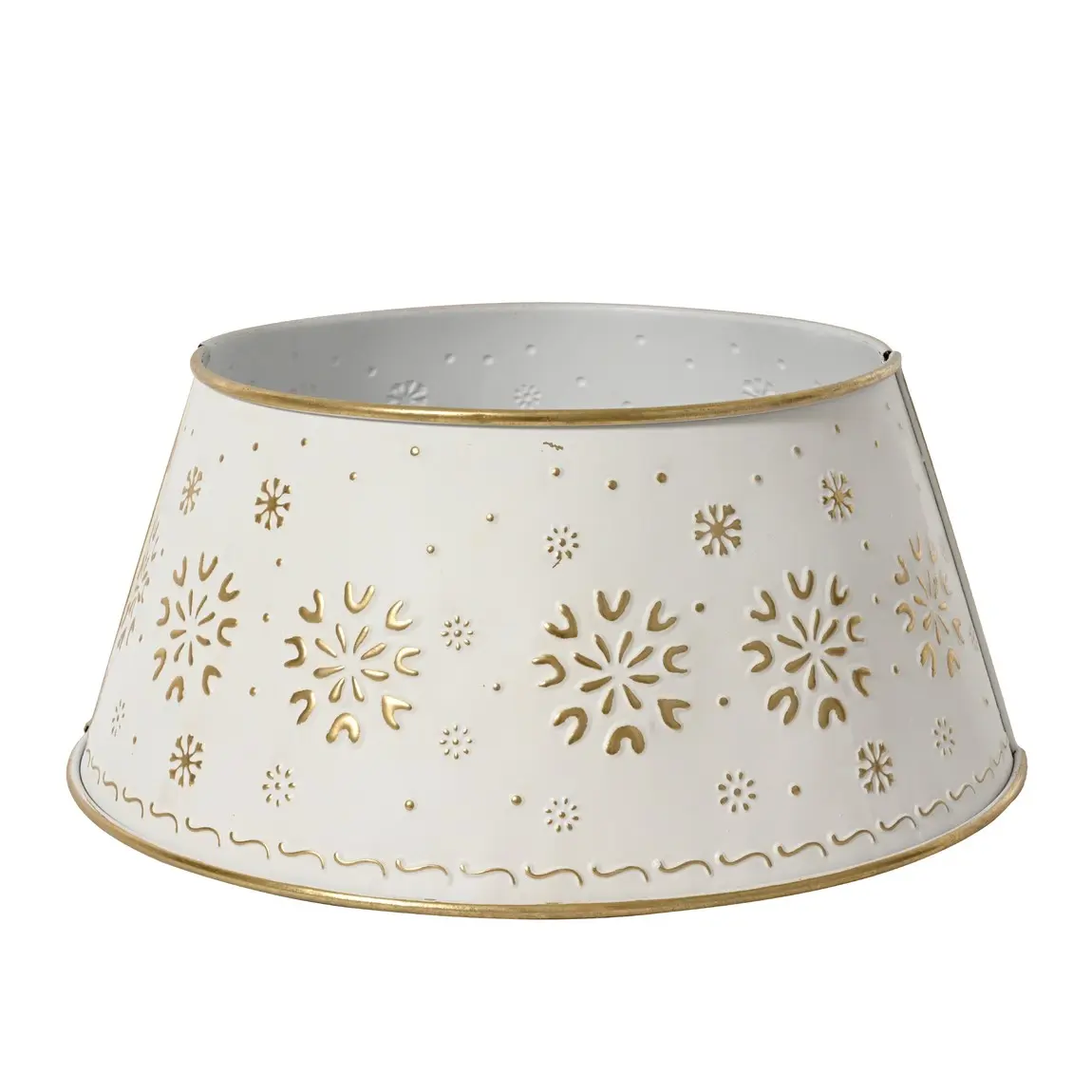Copribase Für Weihnachtsbaum Aus Eisen In Weiß Und Gold Ø70 × H27 Cm