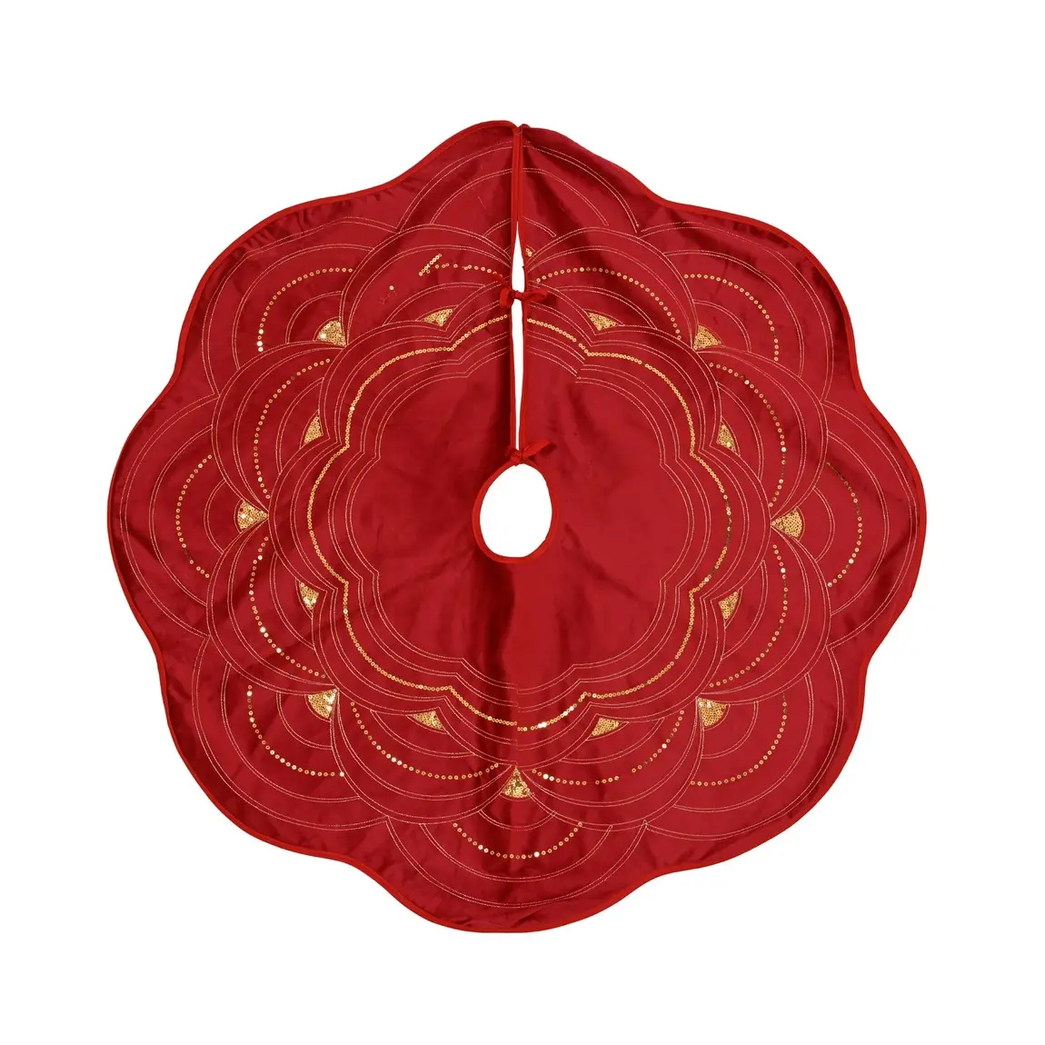 Roter Samt Weihnachtsbaumständer Mit Blumen Ø100 Cm