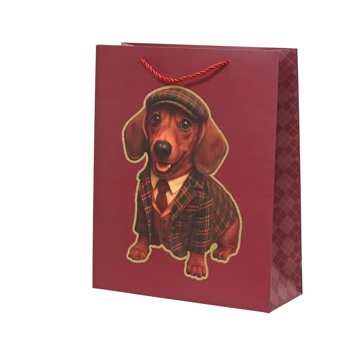 Geschenkverpackung Rot Mit Hund 30 × 12 × 42 Cm