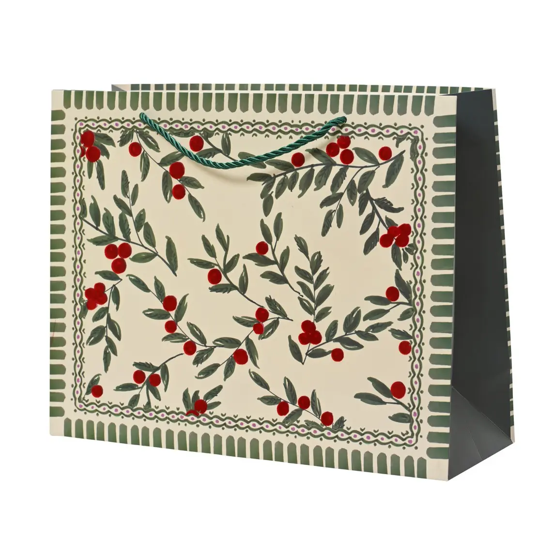 Grüne Geschenktüte Mit Beeren 42 × 12 × 30 Cm