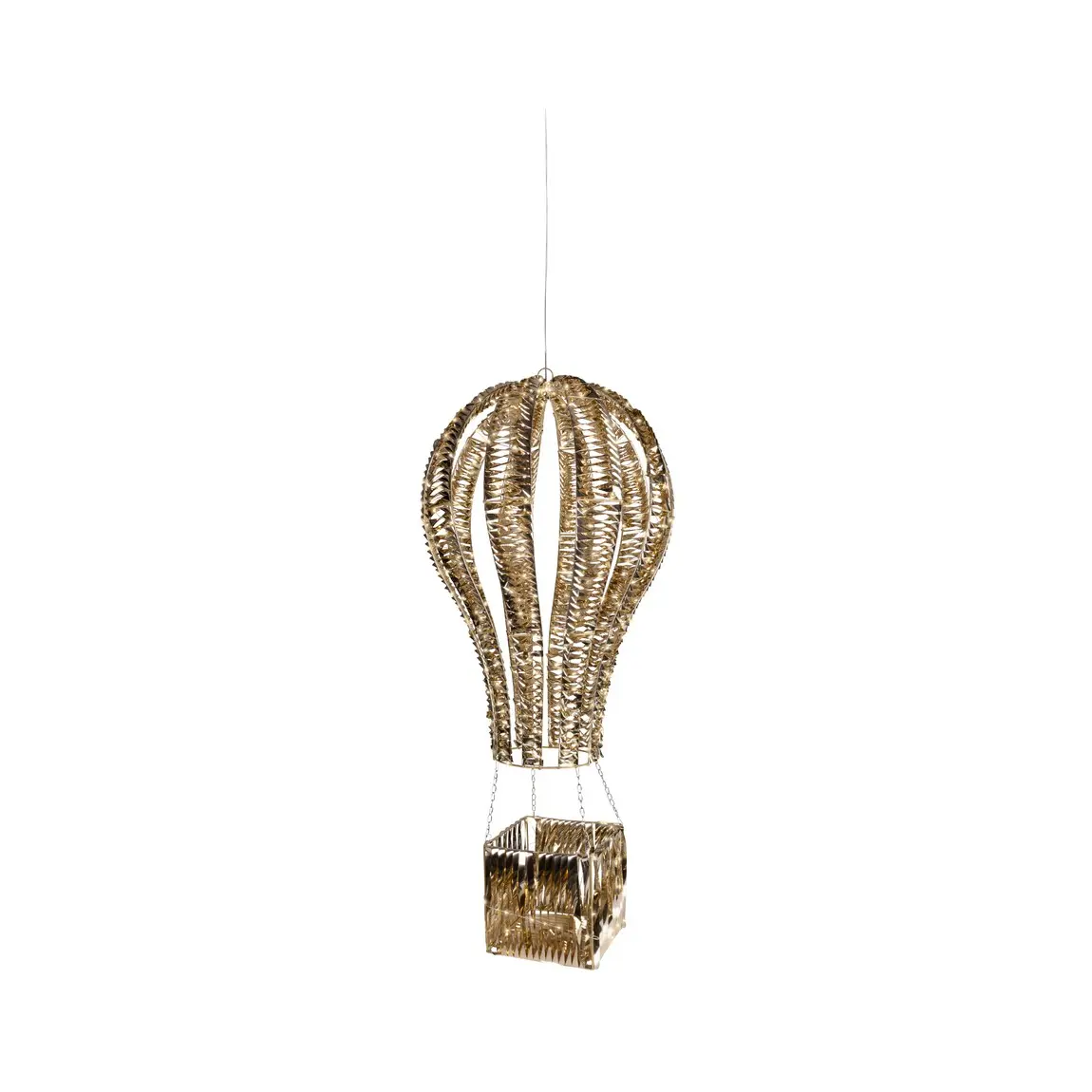 Luminöse Led-mongolfiera In Gold Und Warmweiß Für Den Außenbereich 47 × 47 × 100 Cm