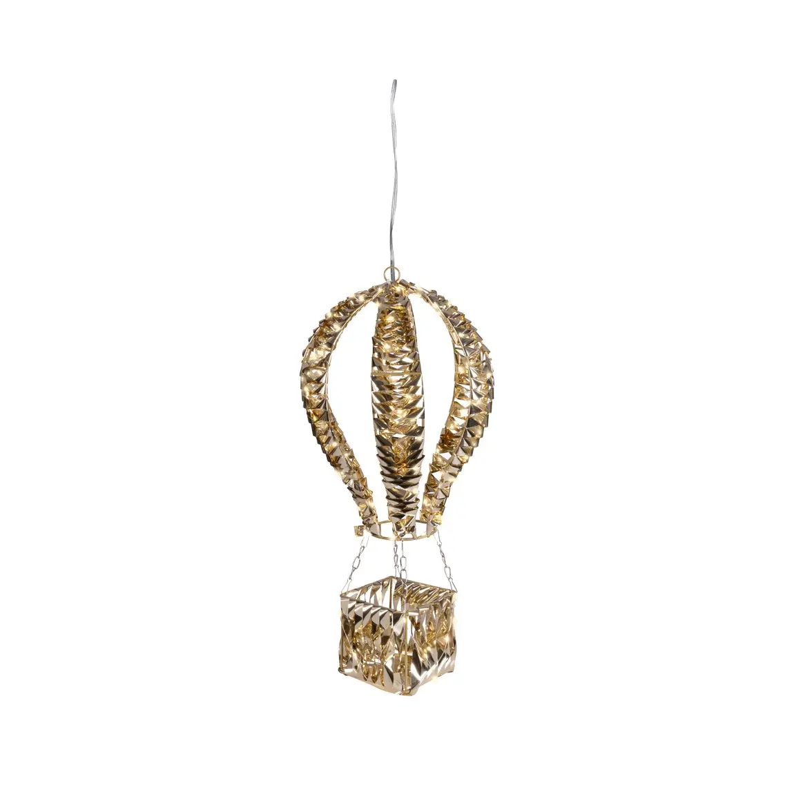Luminöse Led-mongolfiera In Gold Und Warmweiß Für Den Außenbereich 30 × 30 × 60 Cm
