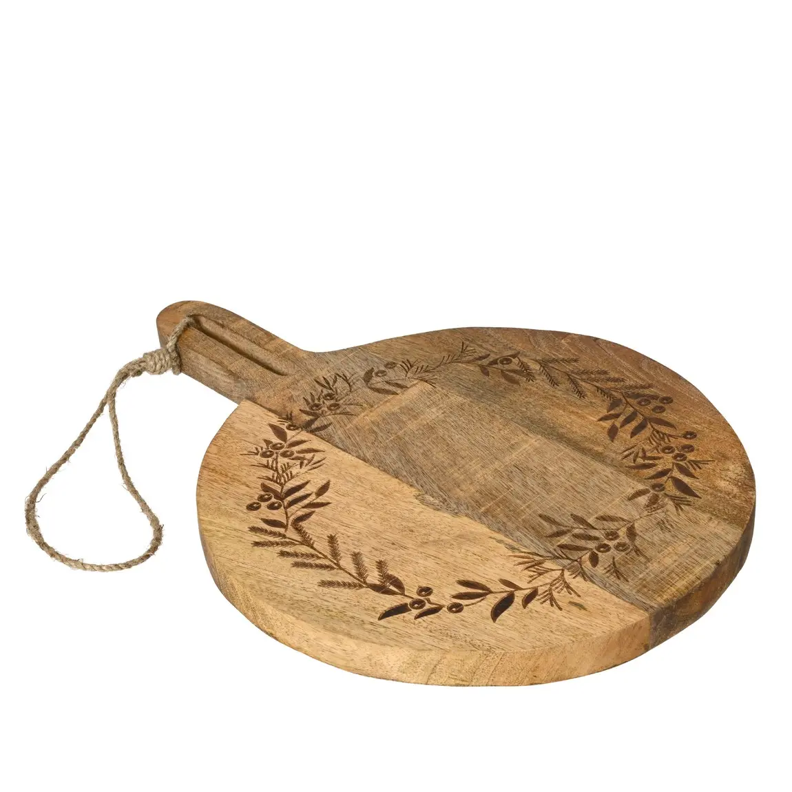 Mango-holzschneidebrett Mit Weihnachtlichen Dekorationen Ø40 Cm