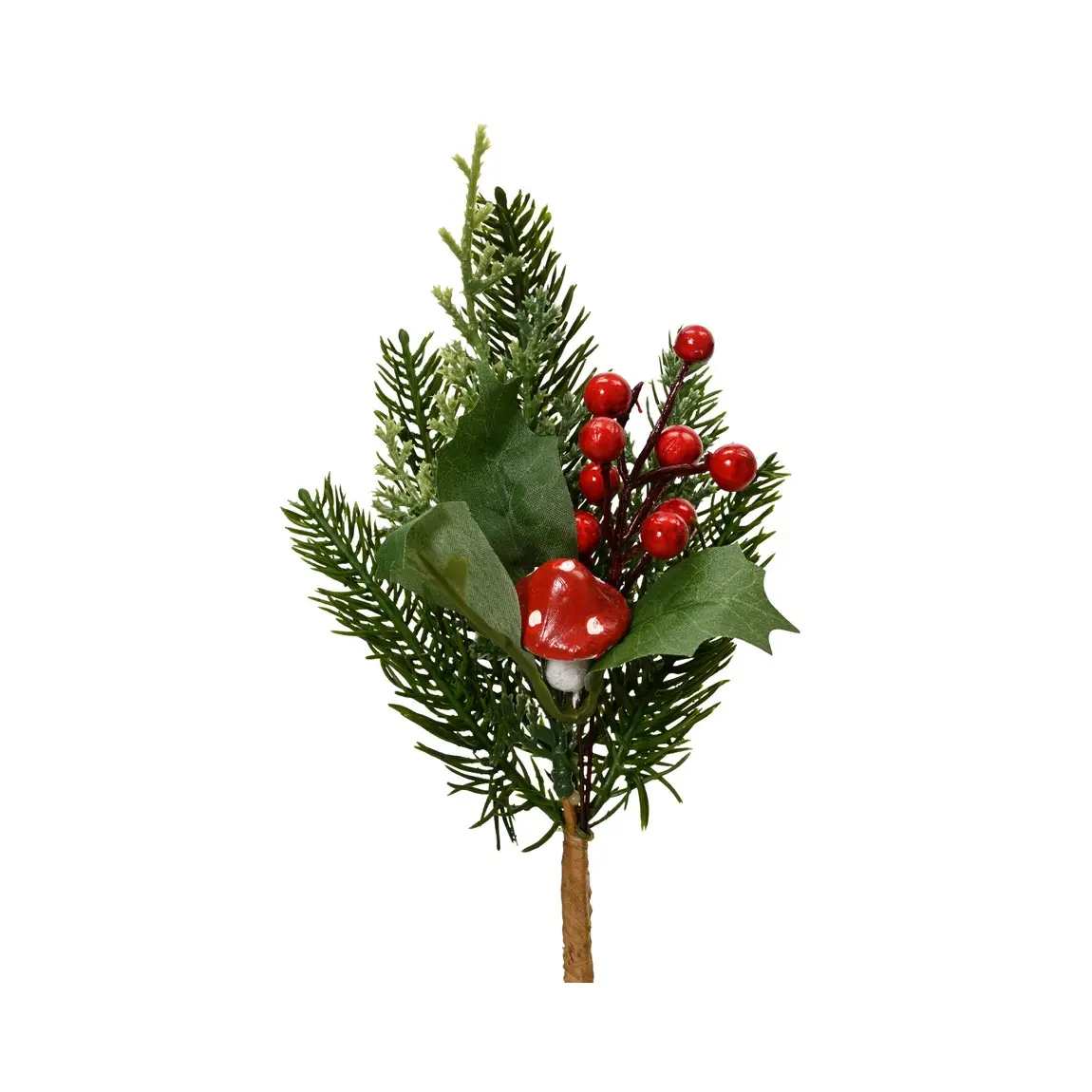 Grünes Weihnachtsrametto Mit Beeren Und Pilz, 20 Cm