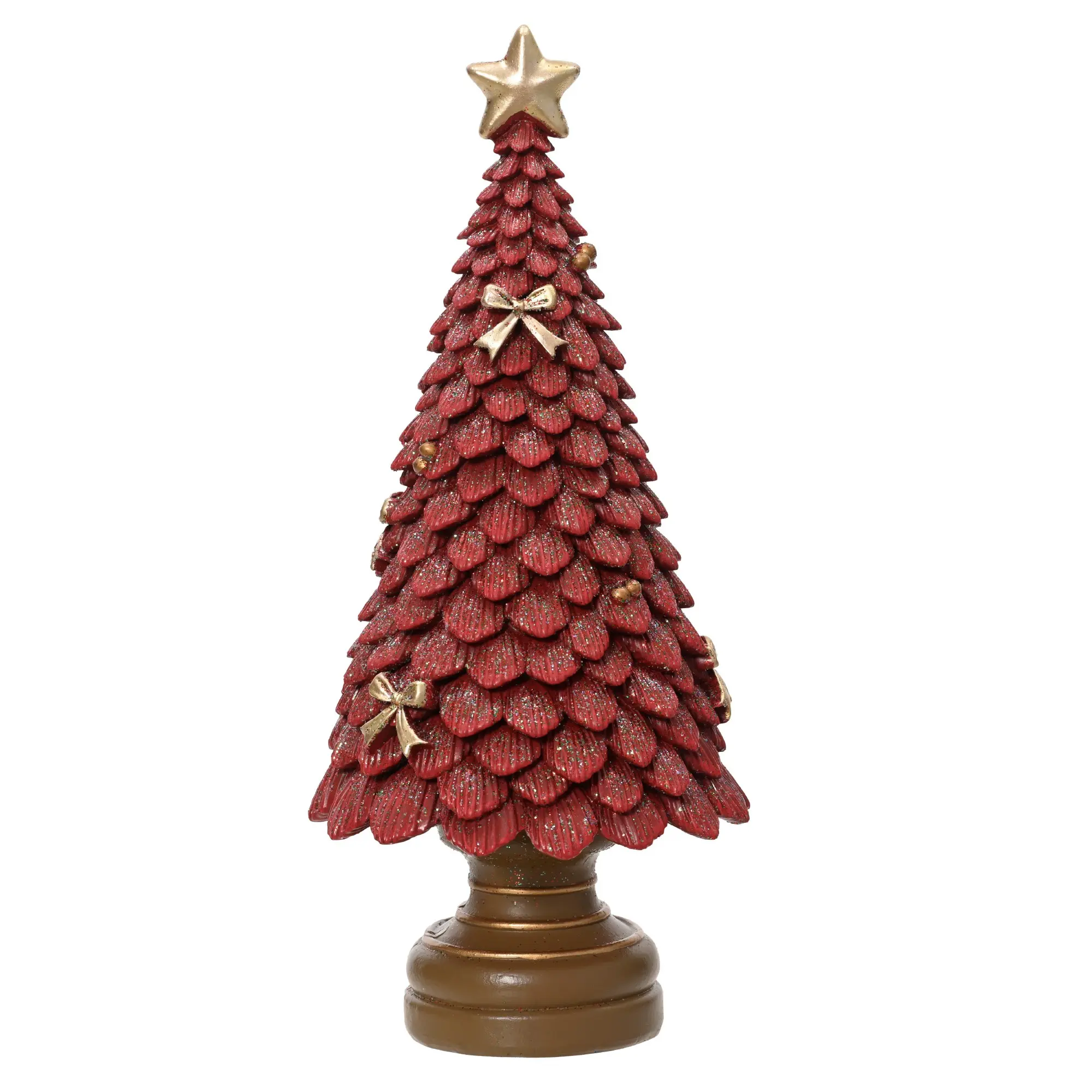 Rotes Glitterndes Weihnachtsbaum-dekor Aus Resin H23 Cm