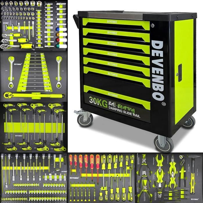 Werkstattwagen - Barracuda Tools - Devenbo - 7 Schubladen - 246 Werkzeuge - Schlüsselverriegelung