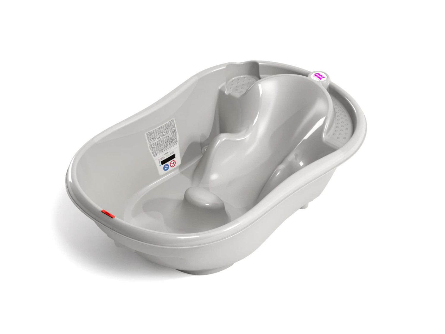 Okbaby Onda Babysitz Für Badewanne 0-12 Monate Mit Digitalthermometer - Grau