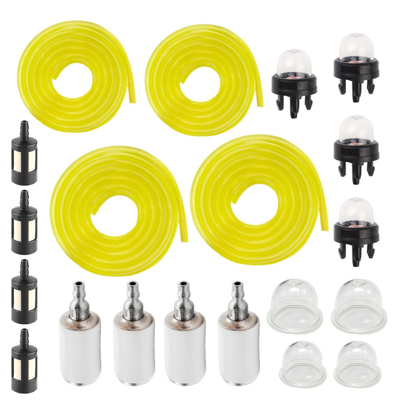 Kraftstoffschlauchset (4 Größen), Kraftstofffilter, Ansaugpumpe Und Tank, Kompatibel Mit Rasenmäher, Kettensäge, Heckenschere Und Laubbläser