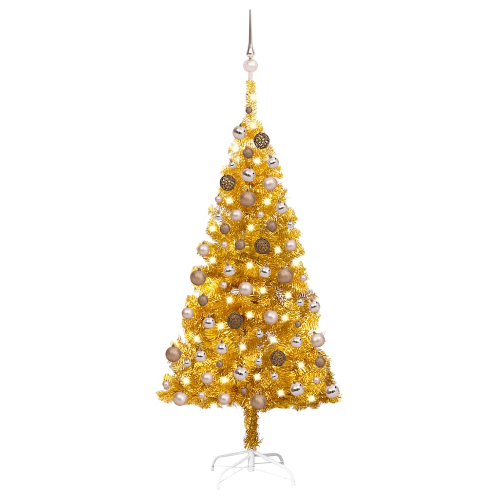 Künstlicher Weihnachtsbaum Beleuchtung & Kugeln Gold 120 Cm Pet Vidaxl
