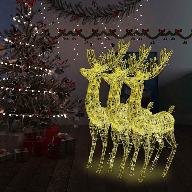 Vidaxl Xxl Rentiere Weihnachtsdekoration Acryl 250 Led 3 Stk. 180 Cm