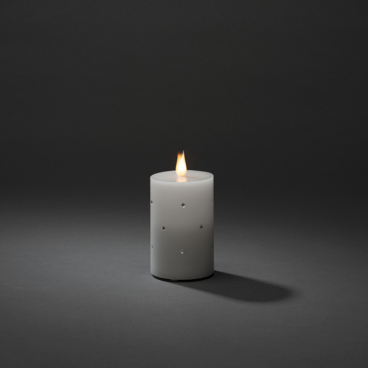 Konstsmide LED Echtwachskerze weiß mit 3D Flamme und Kristallen Bild 4