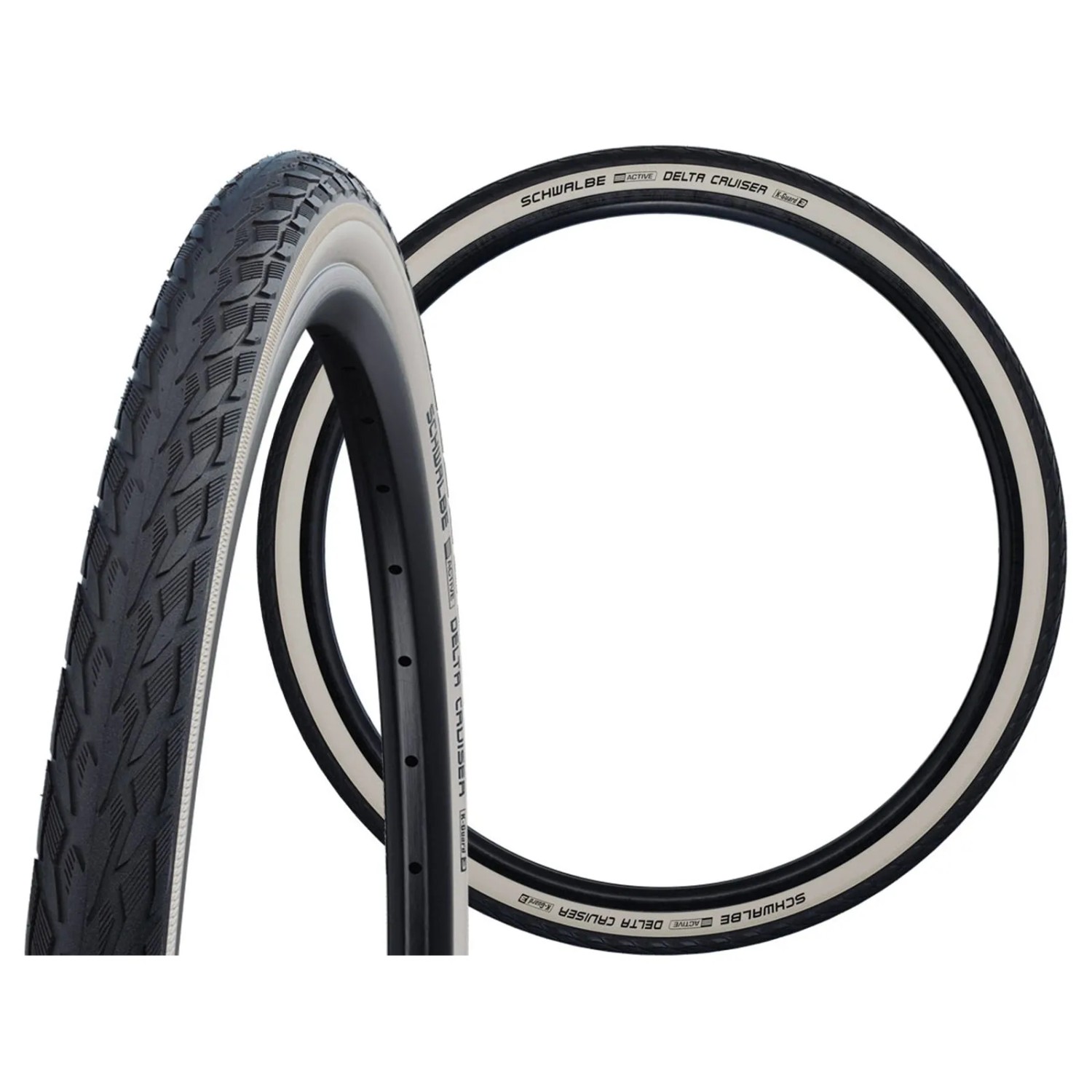 Schwalbe 37-590 DeltaCruiser Plus Active PunctureGuard E-25 Draht Green Compound Whitewall-