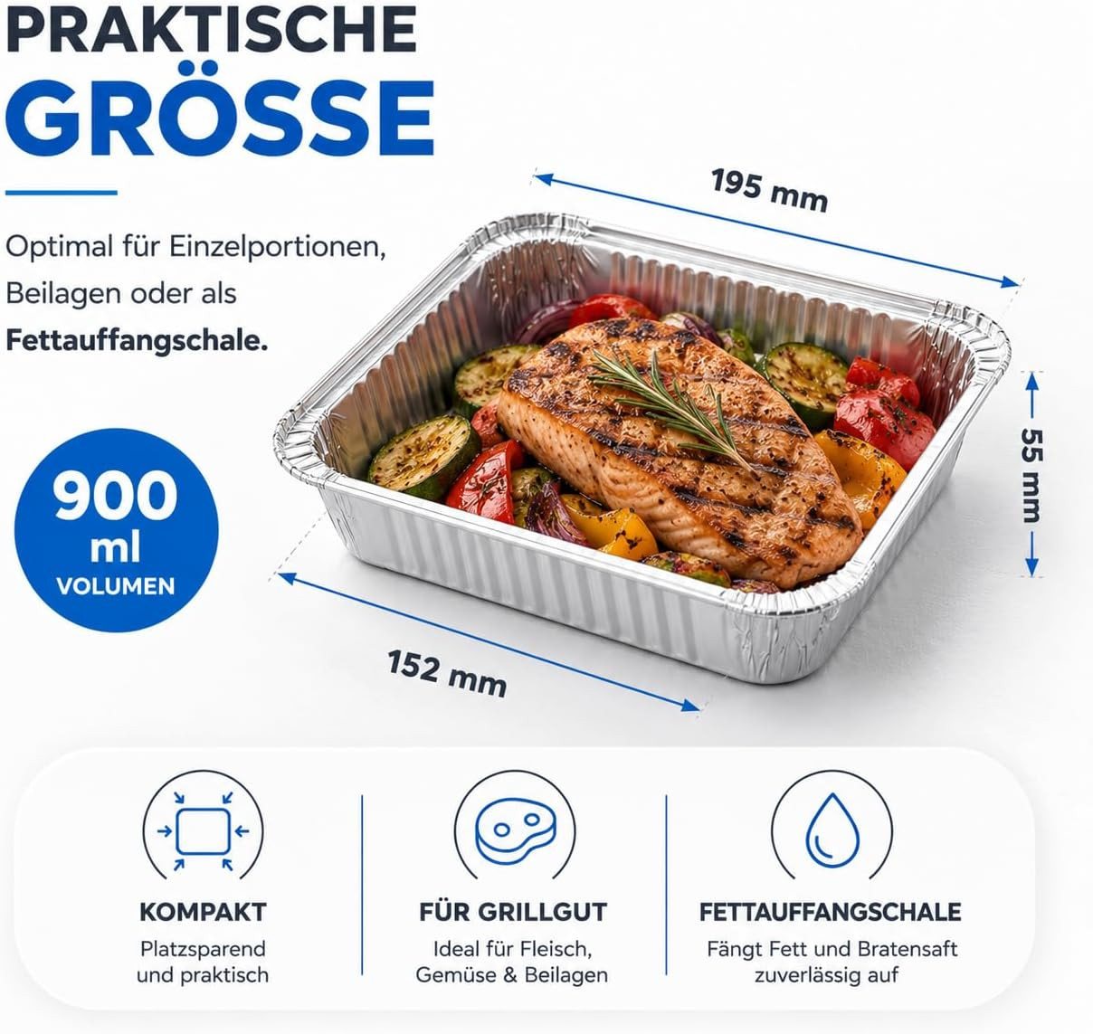 TK Gruppe Tropfschale 20 Aluminiumschalen für den Grill in drei Größen, für für Elektro- und Gasgrills, (20er Set), Bis zu 600°C erhitzbar Bild 2