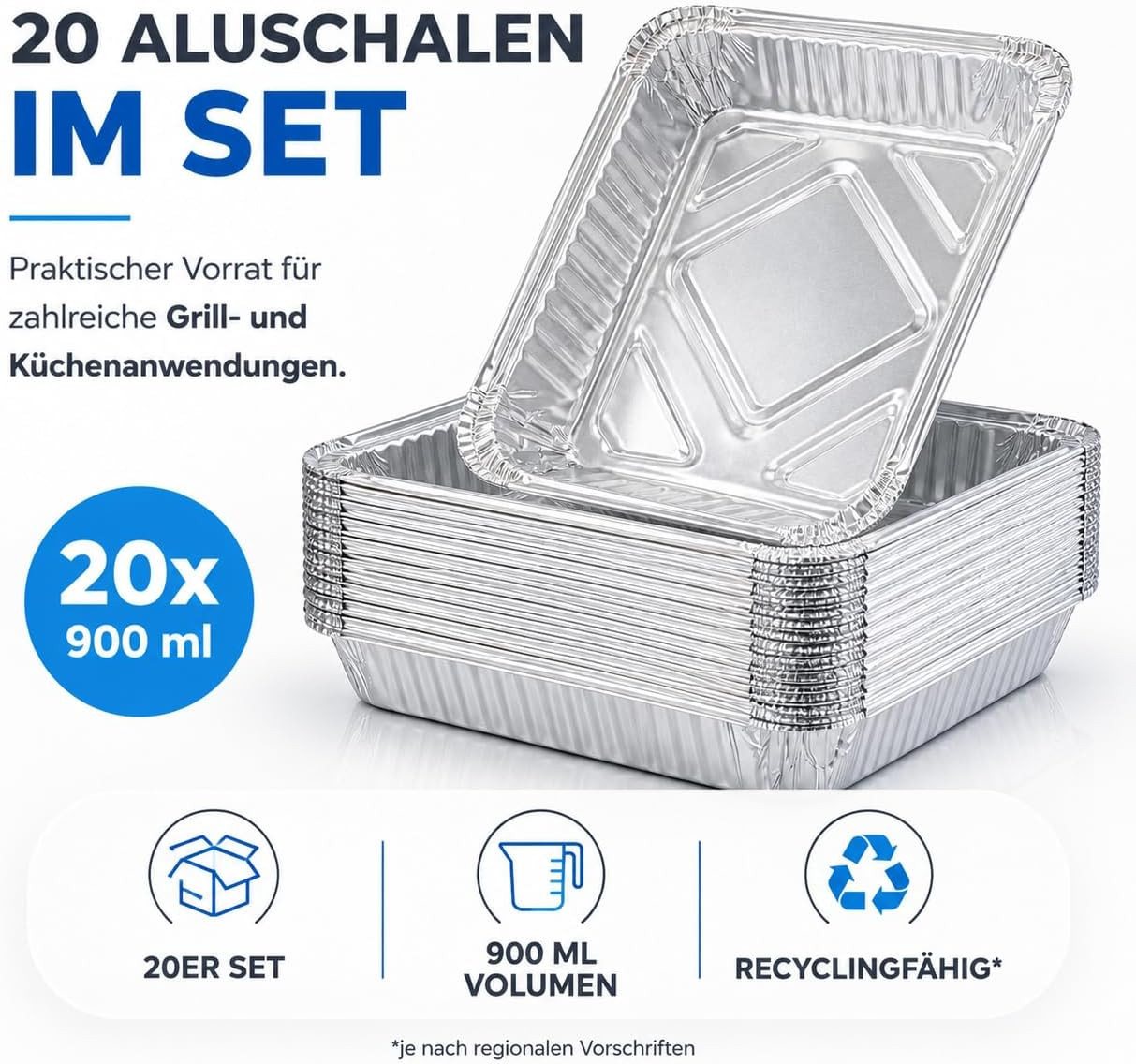 TK Gruppe Tropfschale 20 Aluminiumschalen für den Grill in drei Größen, für für Elektro- und Gasgrills, (20er Set), Bis zu 600°C erhitzbar Bild 4