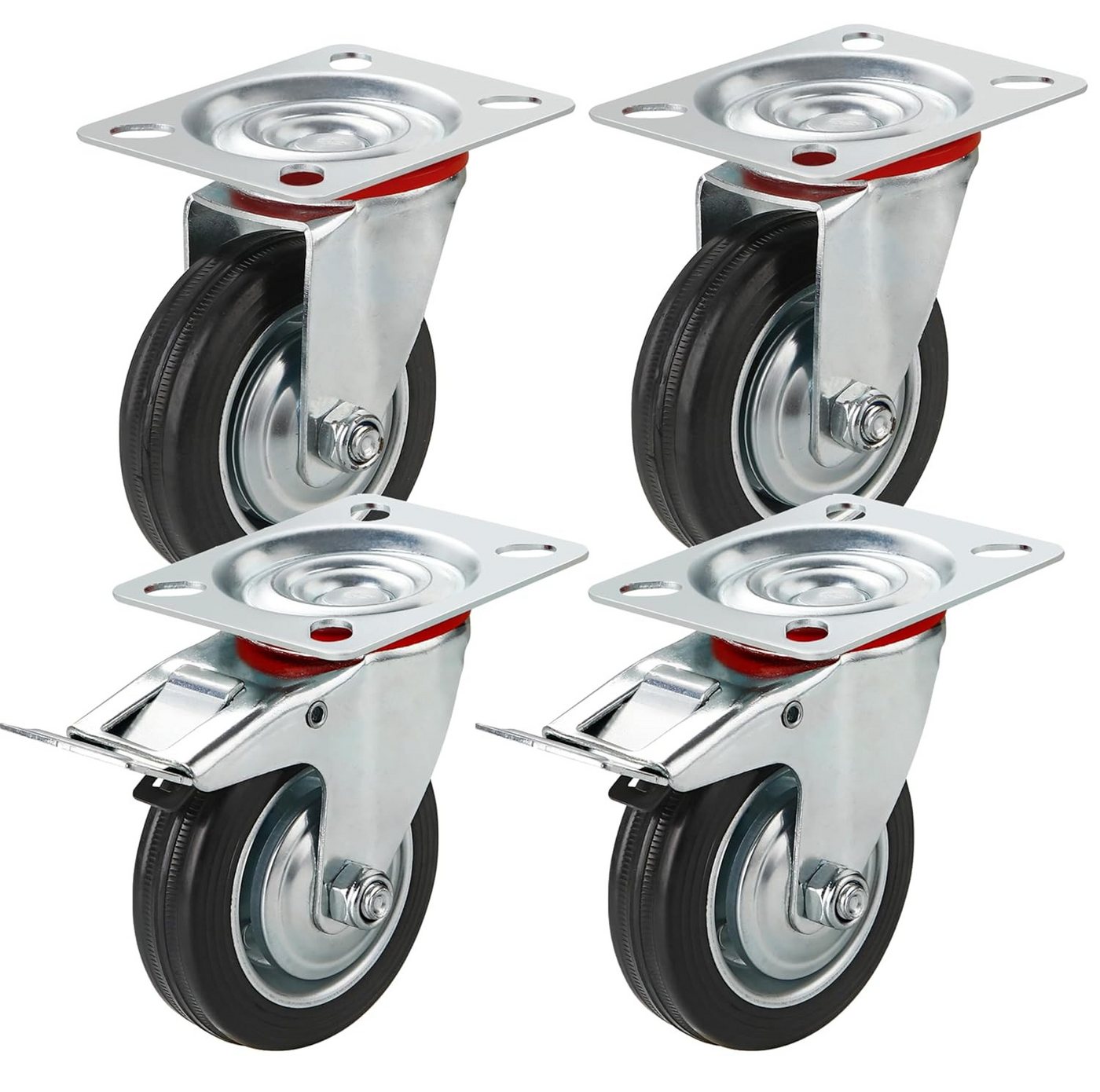 Baumarktic Schwerlastrolle 4 Lenkrollen, davon 2 mit Bremse, Ø 5, 7,5 oder 10 cm, (4er Set) Bild 3