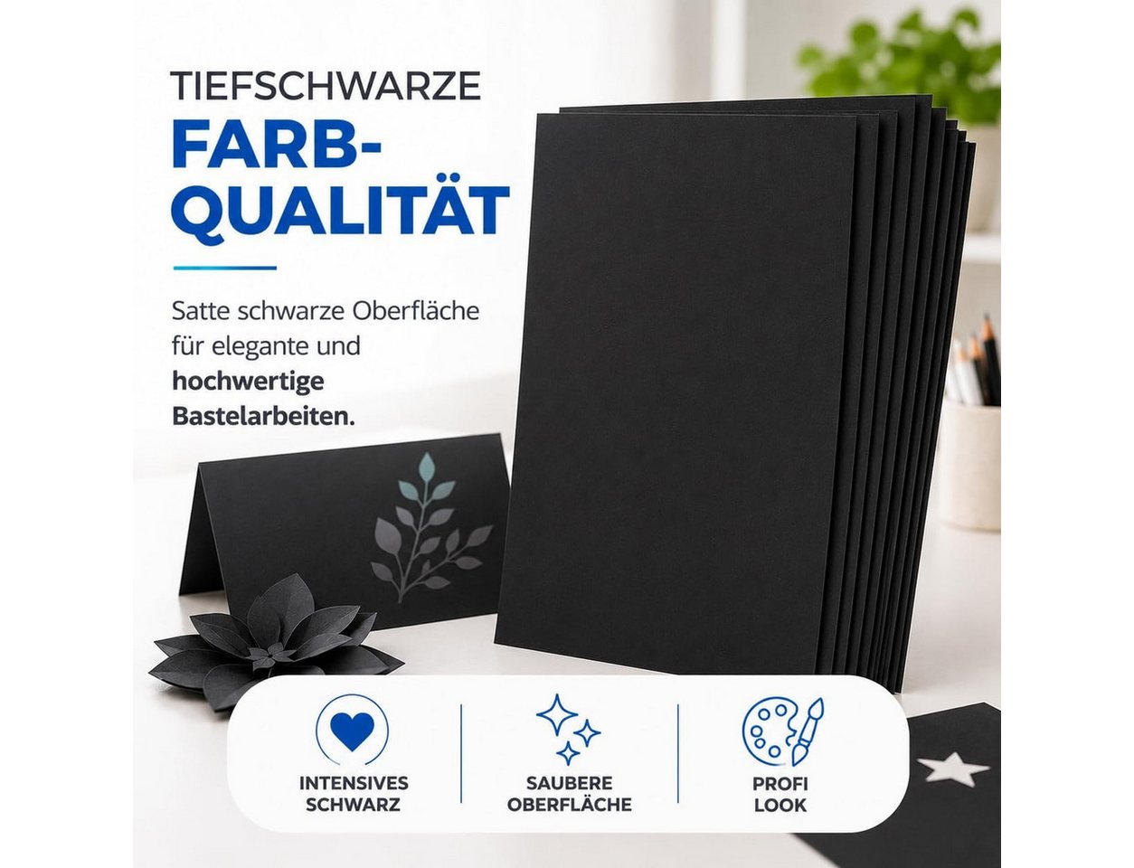TK Gruppe Bastelkartonpapier 100 Blatt Tonkarton DIN A4, 220 g/m², schwarz oder weiß Bild 4