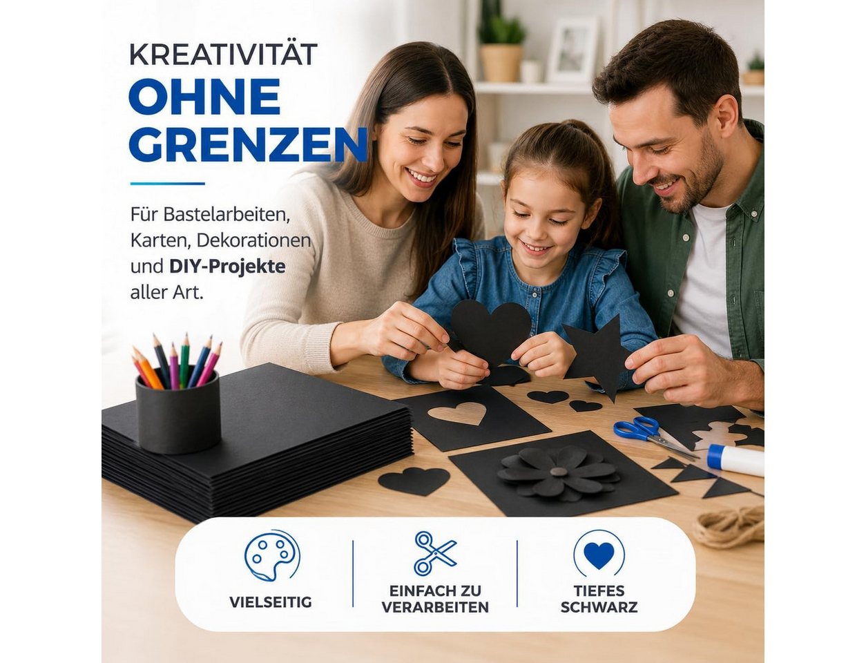 TK Gruppe Bastelkartonpapier 100 Blatt Tonkarton DIN A4, 220 g/m², schwarz oder weiß Bild 5