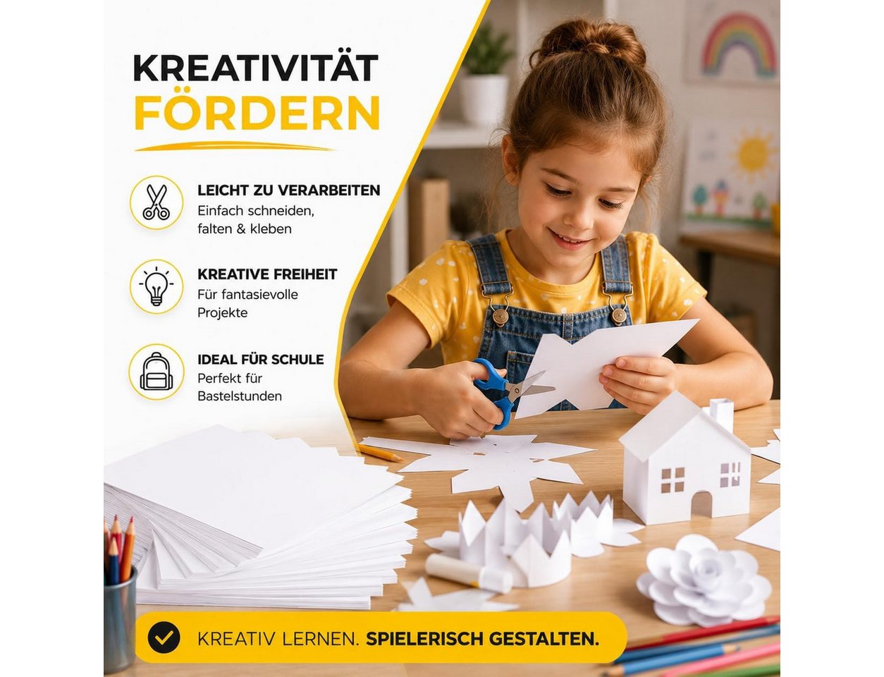DIYtastic Bastelkartonpapier 100 Blatt Tonkarton DIN A4, 220 g/m², schwarz oder weiß Bild 5