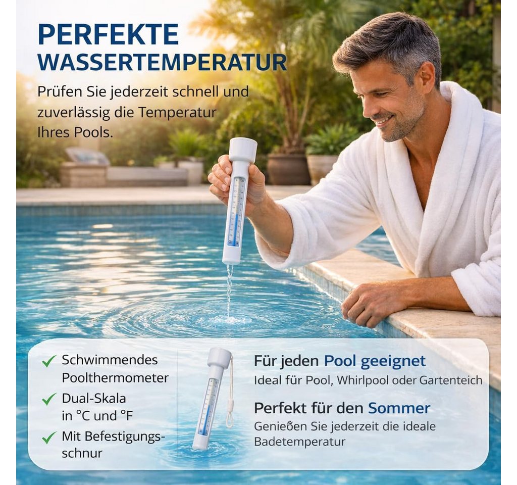 TK Gruppe Schwimmthermometer Schwimmendes Poolthermometer, Standard oder Tiermotiv