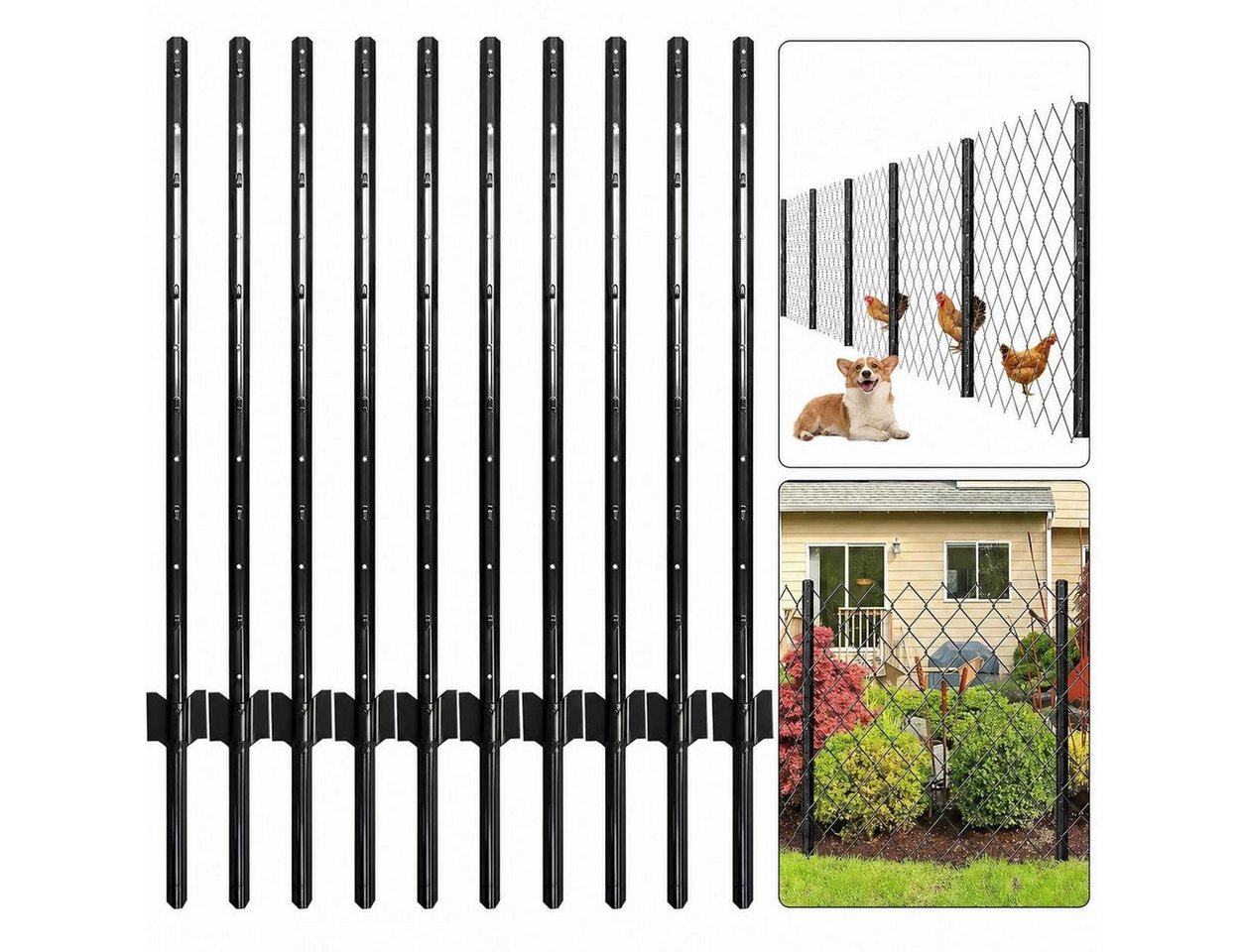 GarveeMore Zaunpfosten 8 Stück Metall Zaunpfosten Hochbelastbar U Profile Für Gartenzäune