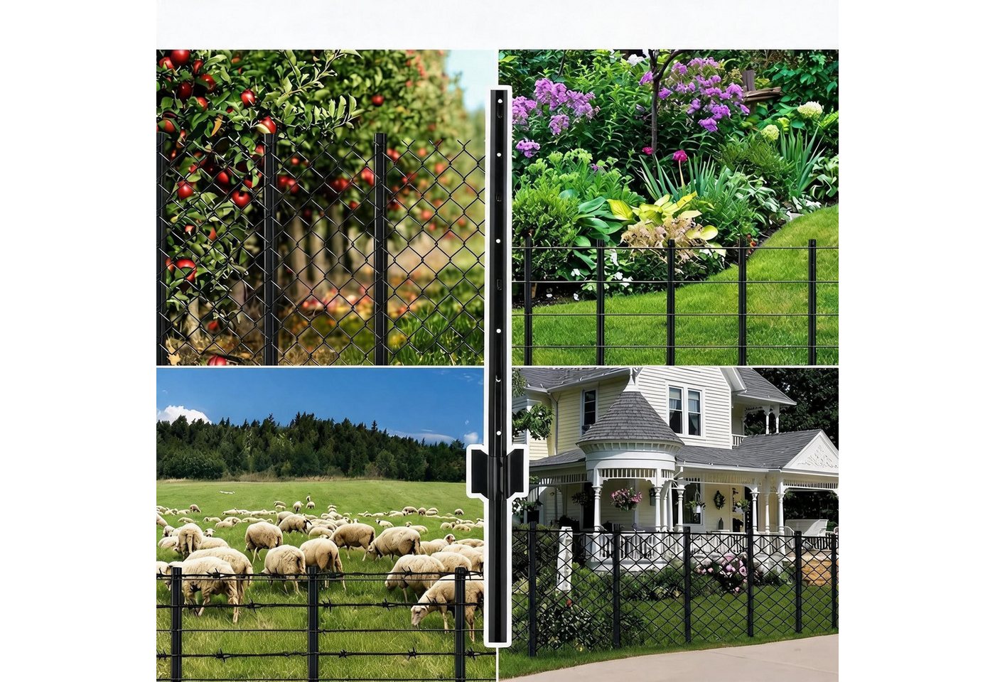 GarveeMore Zaunpfosten 8 Stück Metall Zaunpfosten Hochbelastbar U Profile Für Gartenzäune Bild 2