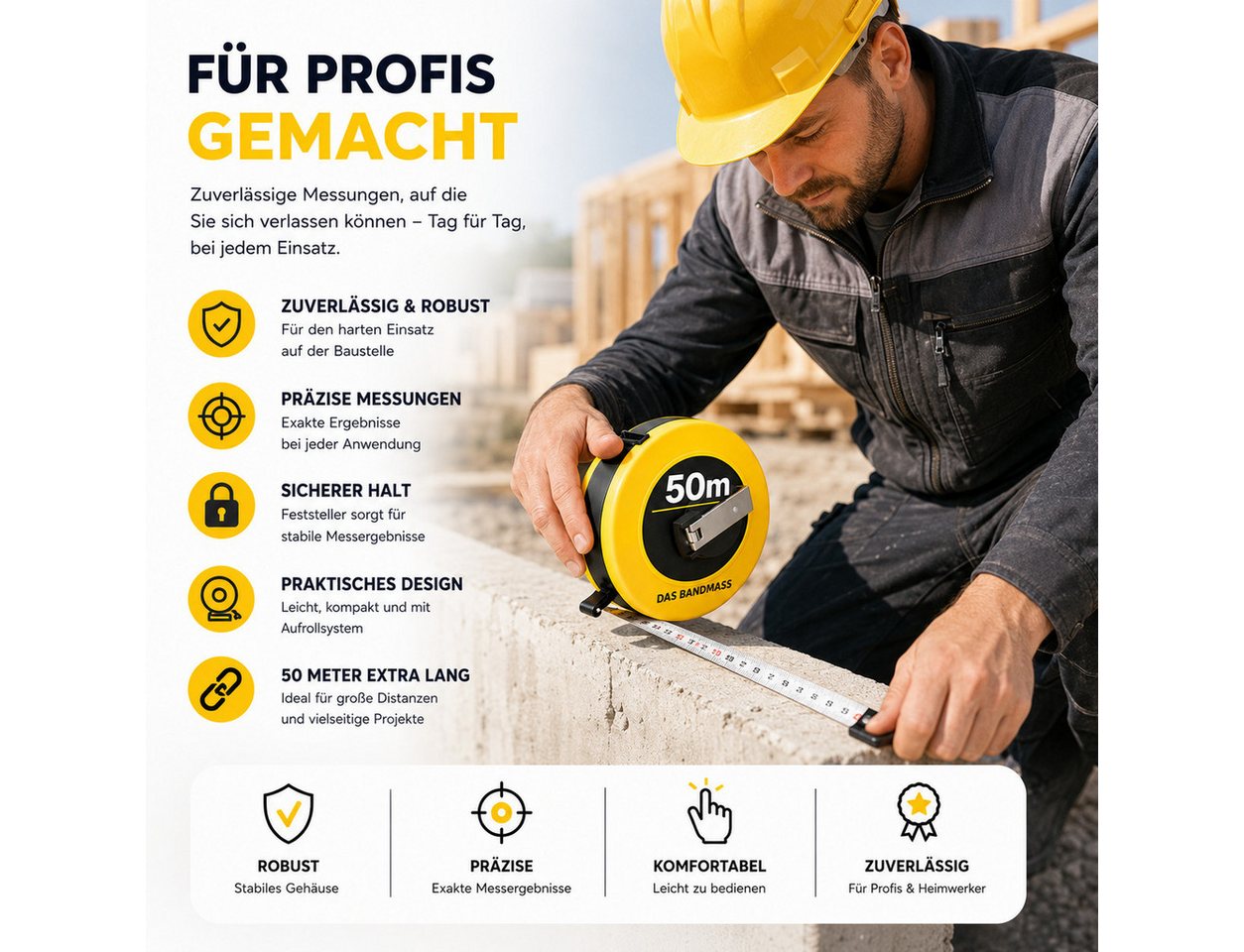 TK Gruppe Maßband Rollmaßband in 7,5 m, 10 m, 30 m oder 50 m Länge Bild 4