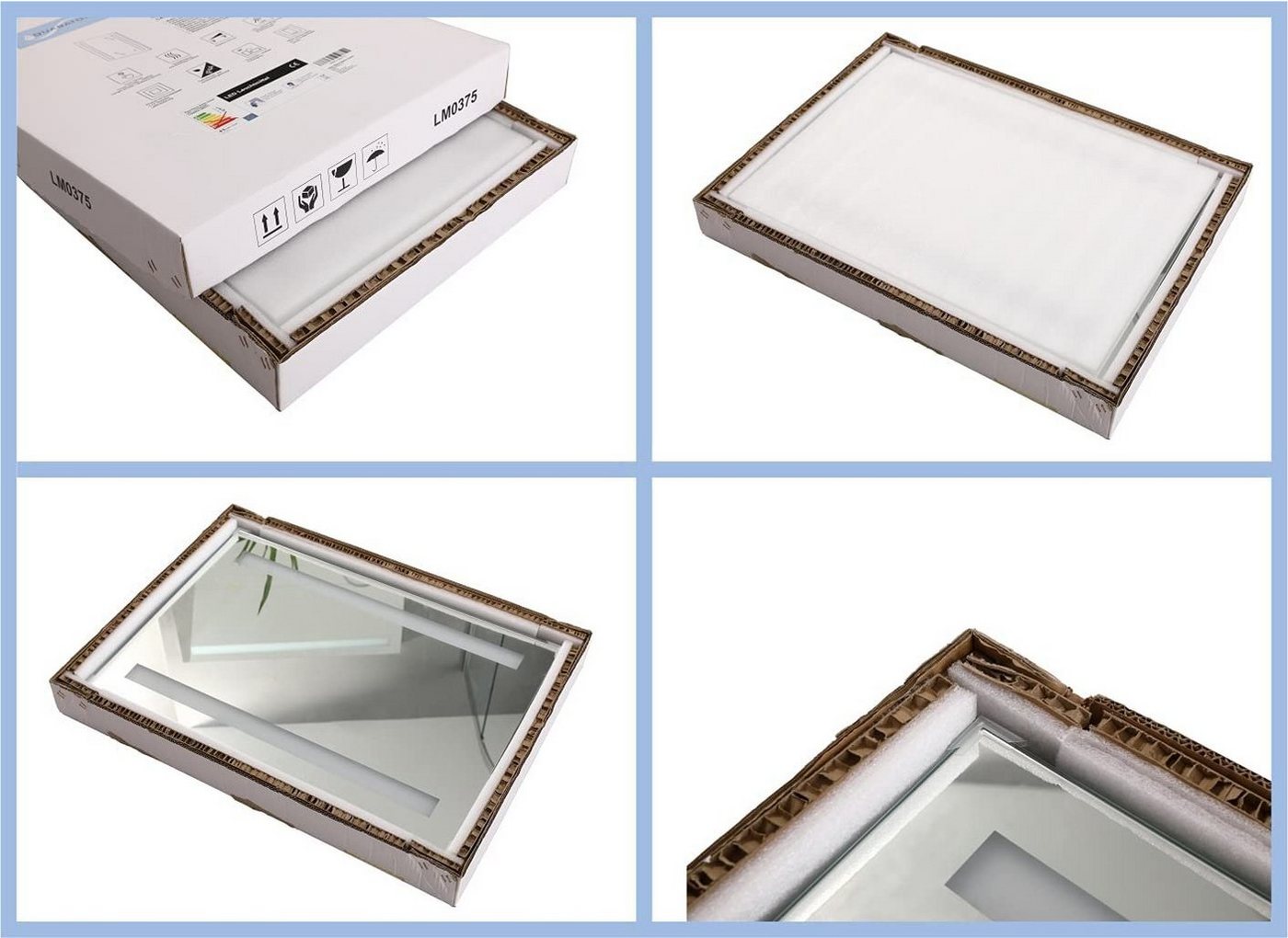 AQUABATOS Badspiegel Badspiegel mit Beleuchtung Badezimmerspiegel 100x70 cm (Wandspiegel LED Spiegel mit Licht Kaltweiß 6400K Neutralweiß 4500K Warmweiß 3000K Kosmetikspiegel Rasierspiegel 3 Fach Vergrösserung, hochwertiger Aluminiumrahmen, Touch-Schalter, Memory-Funktion), Dimmbar, Beschlagfrei, 3 Lichtfarben, IP44, Energiesparend