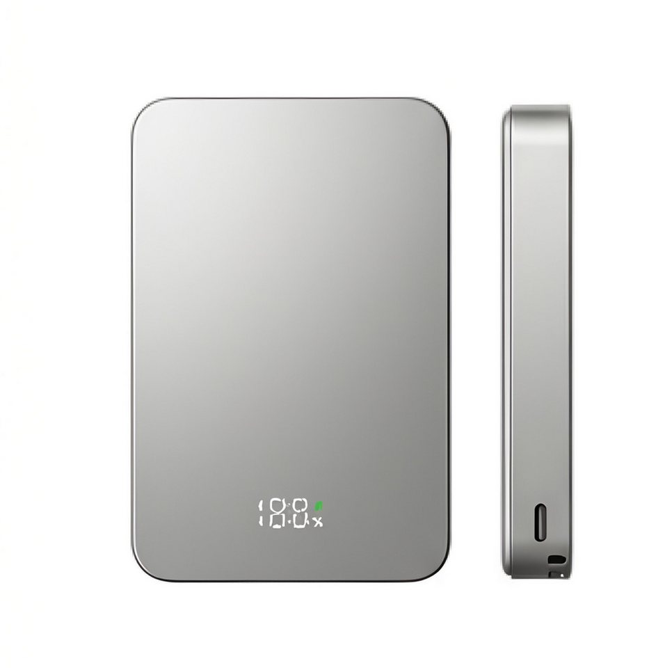Futurea MagSafe Akku Powerbank für Apple iPhone 18 17 16 15 14 13 Pro Max Air Powerbank 5000 mAh, Magnetisch Aluminium mit USB-C LED-Anzeige & 15W kabellos Schnellladen