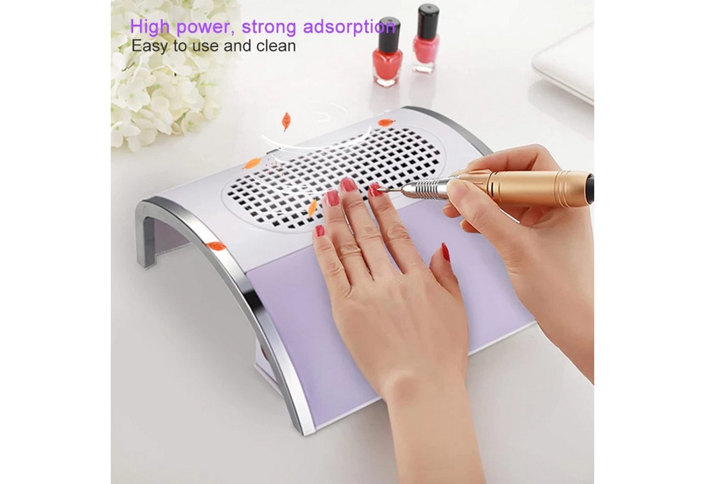 MOPUEA Maniküre-Pediküre-Set Nägel Staubabsaugung Nagelstaubsauger Professionelle 80W mit 3 Lüfter Bild 2