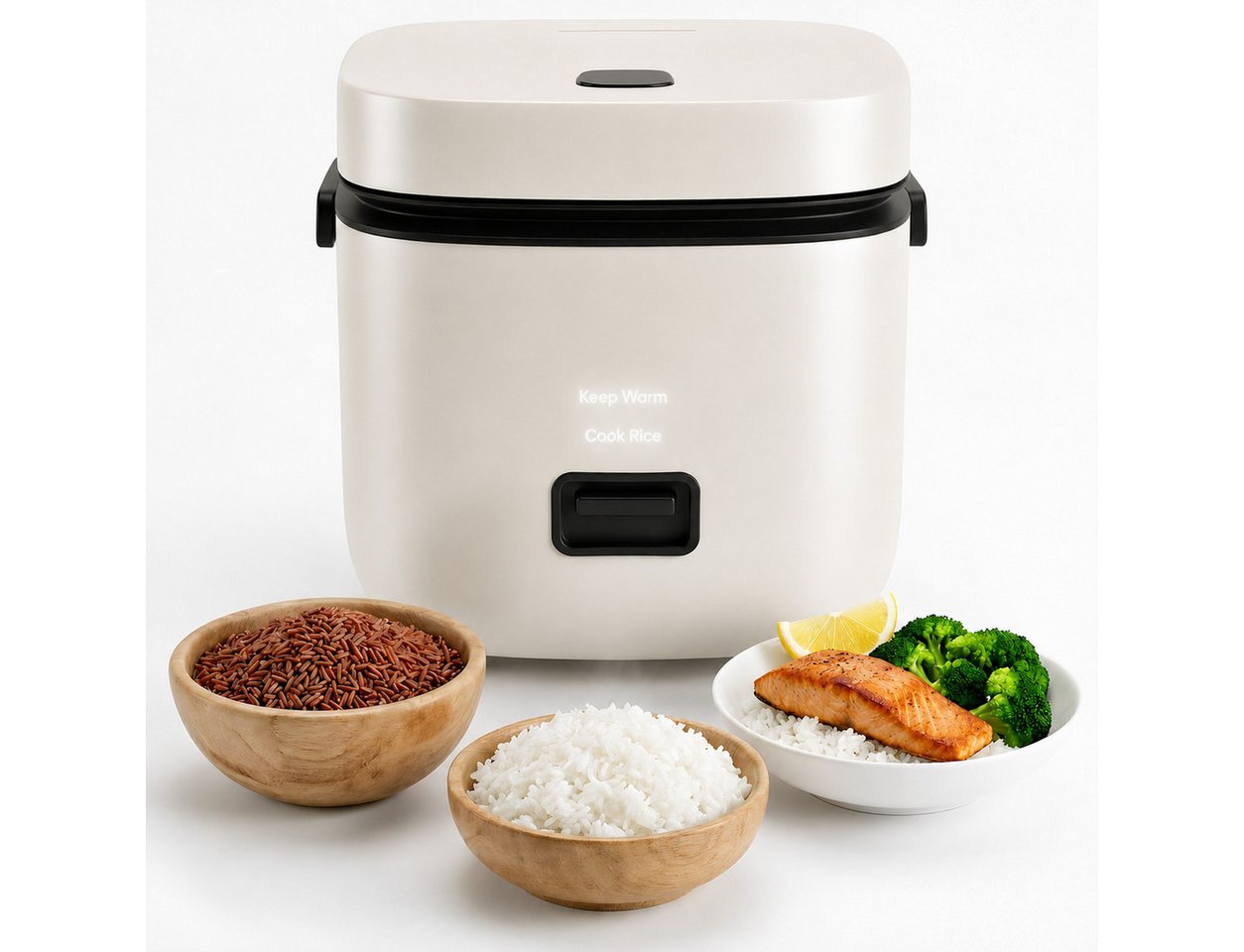 CkeyiN Pro Reiskocher Klein,1,5L Mini Reiskocher Tragbar,Multikocher Kleiner Reiskocher, 200 W, mit Dampfgarer,Antihaftbeschichtetem,Warmhalten,für 1-2 Personen Bild 4