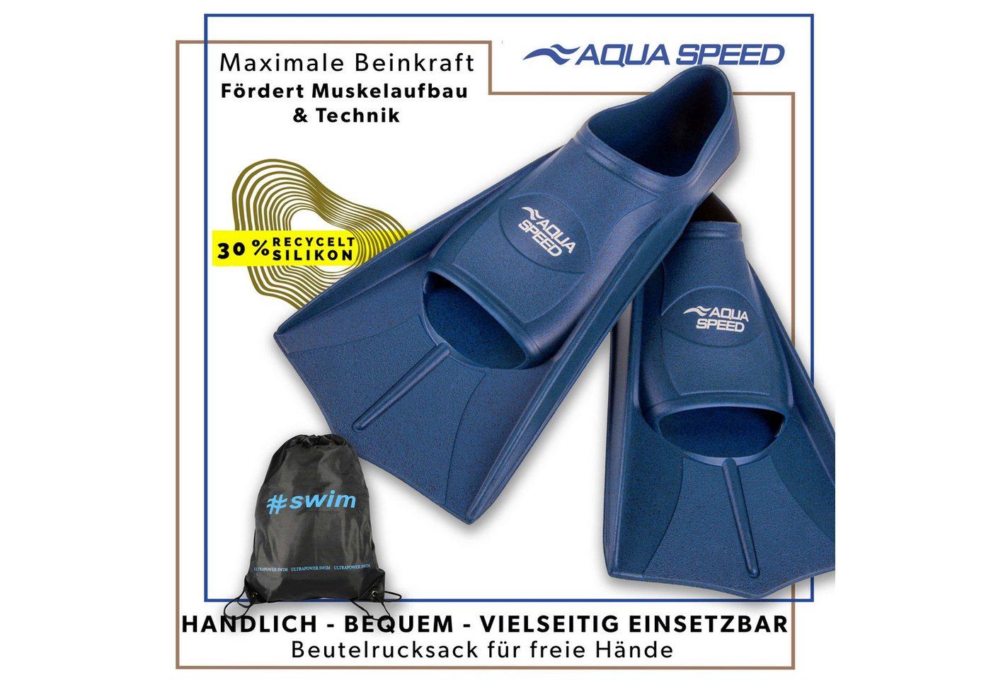 Aqua Speed Flosse Silikon Kurzflossen fürs Training mit teilrecyceltem Material (Kontrollierte Trainingslösung für Technikblöcke 41/42 sea fog), Kompakte Trainingshilfe für koordinative Technikarbeit