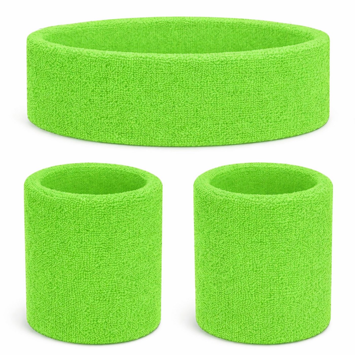 Kostümheld® Schweißband 3-teiliges Schweißband-Set mit Stirnband und 2 Handgelenkbändern, Einheitsgröße