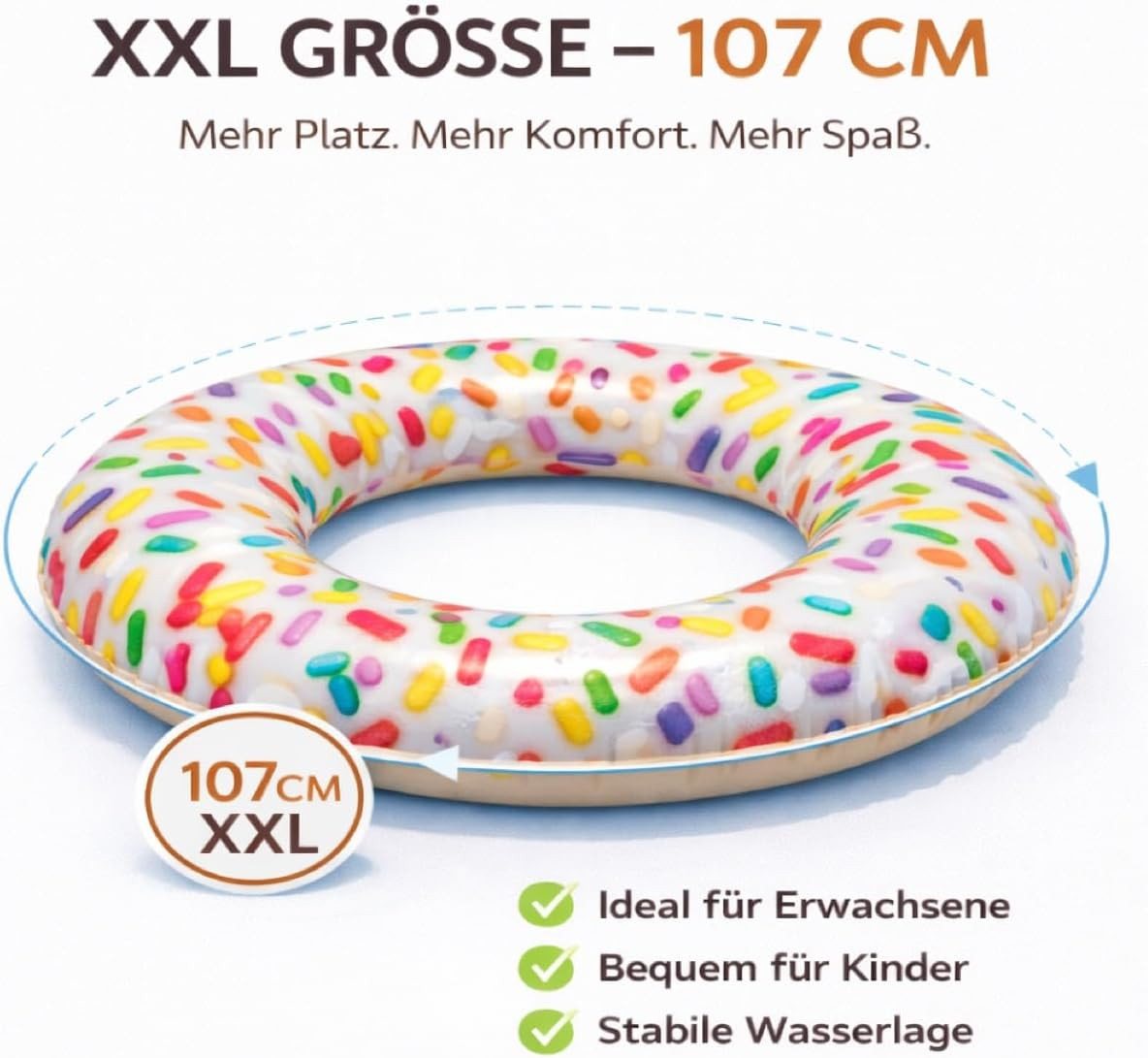 TK Gruppe Schwimmring Aufblasbarer Schwimmring aus PVC, Donut- und Flamingo-Varianten (Schwimmring), 120 cm Bild 2