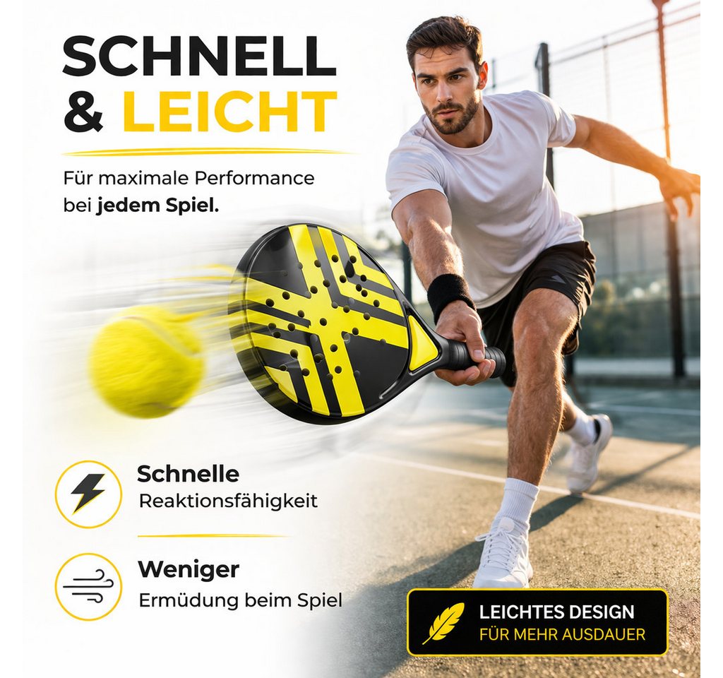 Athlejoy Padelschläger Padelschläger für Erwachsene mit ergonomischem Griff, (Packung) Bild 5