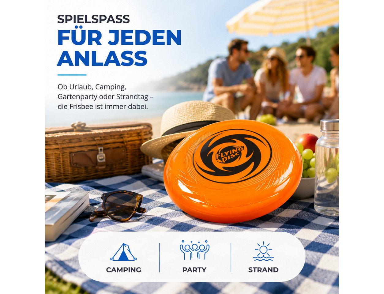 TK Gruppe Wurfscheibe Wurfscheibe aus Kunststoff für Garten, Strand und Park